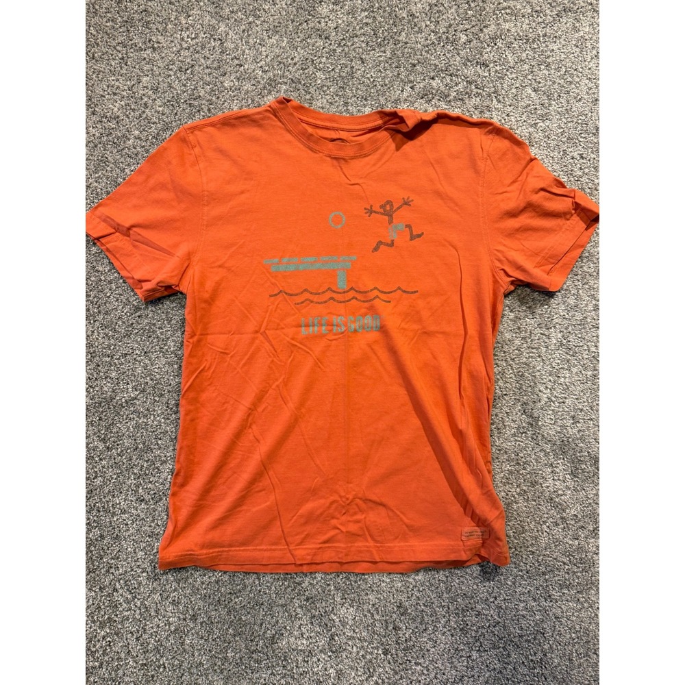 Life is Good T-Shirt Mens M Orange‎ Diving Board Graphic Classic Fit Cotton Tee
